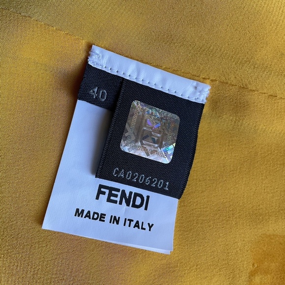 FENDI Women’s Sz 40 (US 8/10) Wool Cotton Silk Lined Yellow Button Front Skirt - Picture 8 of 13